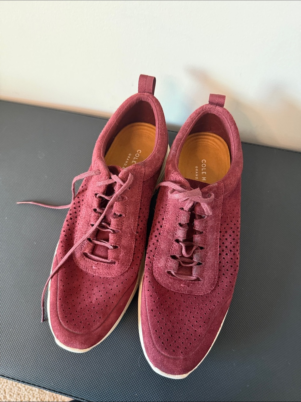 Cole Haan Men's Perforated Suede Sneakers - Burgundy